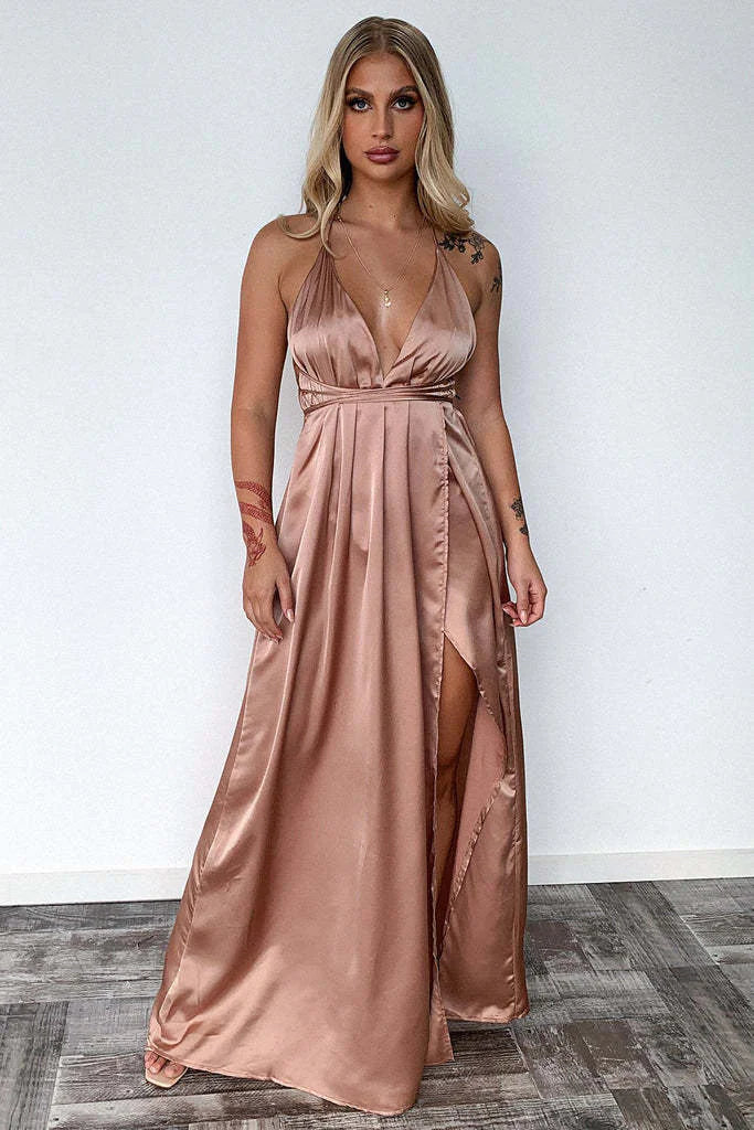 Emerald Drape Backless Maxi