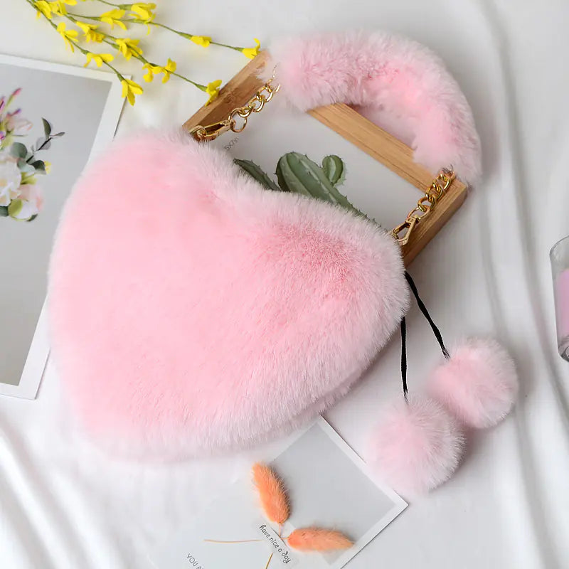 Fluffkiss Heart Plush Handbag