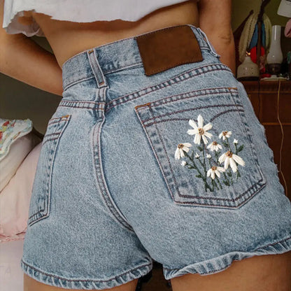 Wildflower Embroidered Denim Shorts