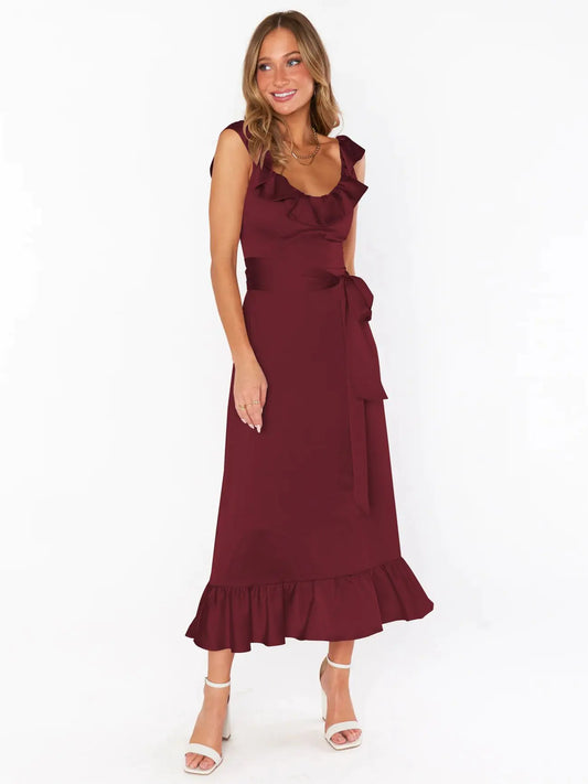 Midnight Ruffle Charm Maxi Dress