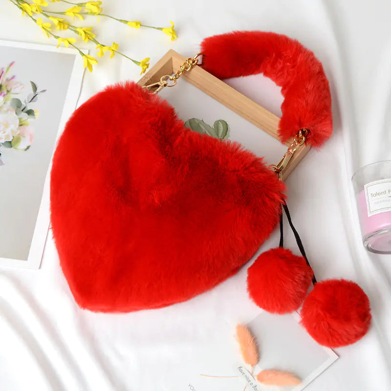 Fluffkiss Heart Plush Handbag