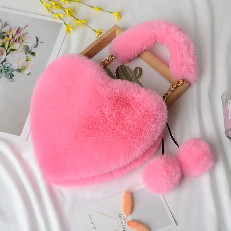 Fluffkiss Heart Plush Handbag