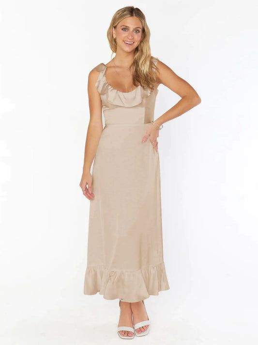 Midnight Ruffle Charm Maxi Dress