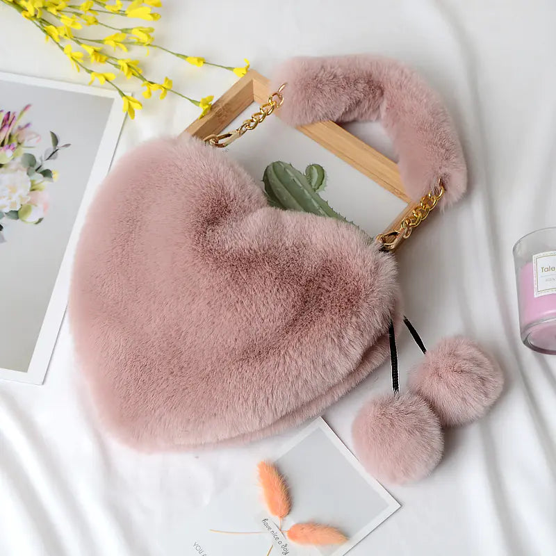 Fluffkiss Heart Plush Handbag