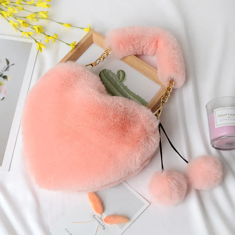 Fluffkiss Heart Plush Handbag